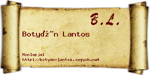 Botyán Lantos névjegykártya